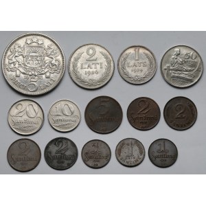 Łotwa, 1 santims - 5 lati 1922-1939 - zestaw (14szt)
