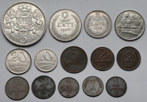 Latvia, 1 santims - 5 lati 1922-1939 - set (14pcs)