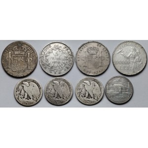 Europa i USA, Srebrne monety 1816-1946 - zestaw (8szt)