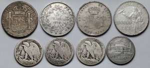 Europe et USA, Pièces en argent 1816-1946 - set (8pcs)