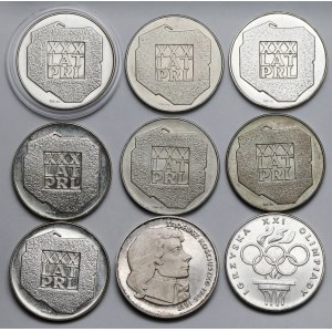 100-200 złotych 1974-1976 XXX lat PRL, Igrzyska i Kościuszko - zestaw (9szt)