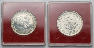 Échantillon ARGENT 100 - 1 000 or 1980-1986 Jan Kochanowski et Hibou - set (2pcs)
