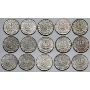 Piłsudski 10 złotych 1935-1937 - zestaw (15szt)