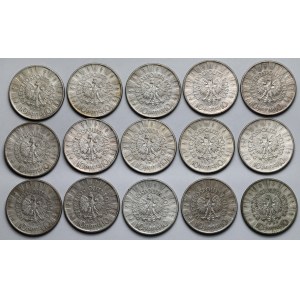 Piłsudski 10 złotych 1935-1937 - zestaw (15szt)