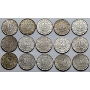 Piłsudski 10 złotych 1935-1937 - zestaw (15szt)