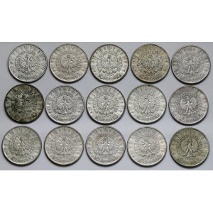 Piłsudski 10 złotych 1935-1937 - zestaw (15szt)
