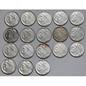 Piłsudski 10 złotych 1935-1937 - zestaw (18szt)