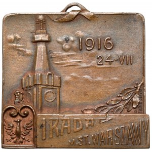 Plakieta, Powołanie I Rady miasta stołecznego Warszawy - 24-VII-1916