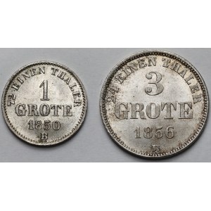 Oldenburg, 1-3 grote 1850-1856-B, Hanover - zestaw (2szt)