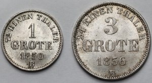 Oldenburg, 1 and 3 grote 1850-1856-B, Hanover - set (2pcs)