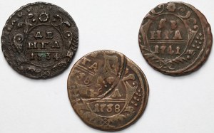 Russie, Anna et Ivan VI, Dengi 1734-1741 - set (3pc)