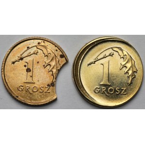1 grosz 2013-2024 - Destrukty MENNICZE - zestaw (2szt)