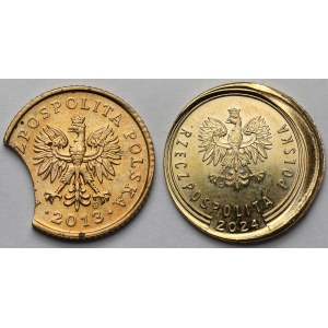 1 grosz 2013-2024 - Destrukty MENNICZE - zestaw (2szt)