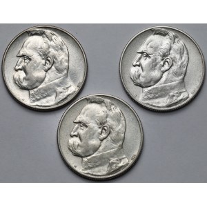 Strzelecki, Piłsudski 5 złotych 1934 - zestaw (3szt)