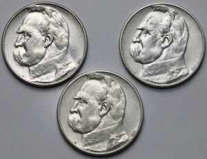 Strzelecki, Piłsudski 5 zloty 1934 - set (3pcs)
