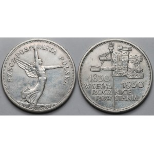 5 złotych 1928-1930 Nike i Sztandar - zestaw (2szt)
