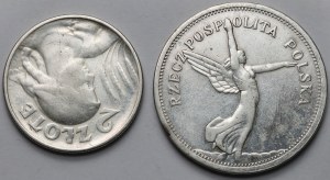 2-5 gold 1924-1928, Woman and ears and Nike - set (2pcs)