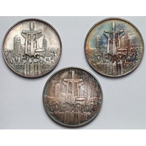 100.000 złotych 1990 Solidarność - odmiana A - zestaw (3szt)