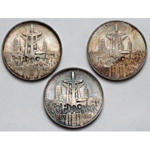100.000 złotych 1990 Solidarność - odmiana A - zestaw (3szt)