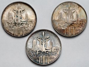 100.000 or 1990 Solidarité - variété A - set (3pcs)