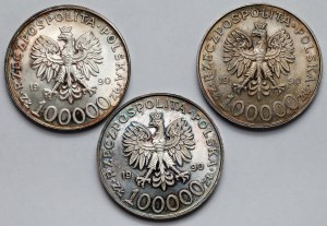 100.000 or 1990 Solidarité - variété A - set (3pcs)