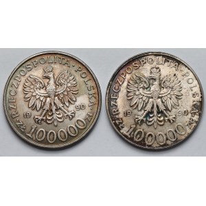 100.000 złotych 1990 Solidarność - odmiana A - zestaw (2szt)