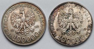 100.000 or 1990 Solidarité - variété A - set (2pcs)