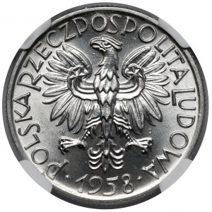 5 złotych 1958 Rybak - wąska ósemka