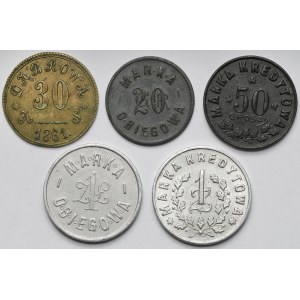 Dąbrowa, Przemyśl i Kowel, Monety wojskowe i dominialne - zestaw (5szt)