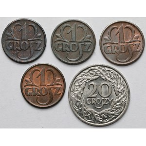 1-20 groszy 1923-1939 - zestaw (5szt)