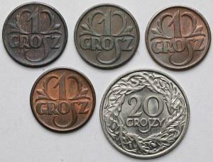 1-20 pennies 1923-1939 - set (5pcs)