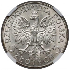 Głowa Kobiety 5 złotych 1932 bez znaku, Londyn