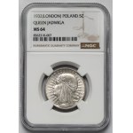 Głowa Kobiety 5 złotych 1932 bez znaku, Londyn