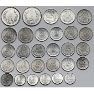 1-20 groszy i 1 złoty 1949-1985 - mennicze - zestaw (29szt)