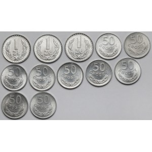 50 groszy i 1 złoty 1970-1985 - mennicze - zestaw (12szt)