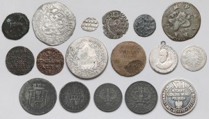 Antiquités, Pologne et monde, Pièces de monnaie en argent et en bronze - set (17pcs)