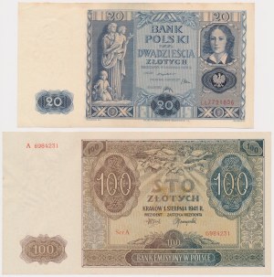 20 zł 1936 i 100 zł 1941 - zestaw (2szt)