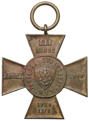 II RP, Croix commémorative de la troisième marche de l'Association des tirailleurs à Lviv sur le trajet Zadwórze - Lviv le 19 mai 1929.