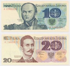 PLN 10 et 20 1982 - A - set (2pcs)
