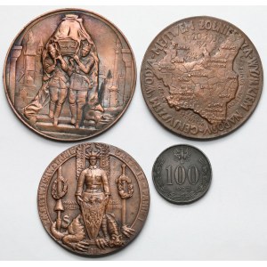 Odlewy Medali 1916-1936 i Kopia 100 marek 1922 - zestaw (4szt)