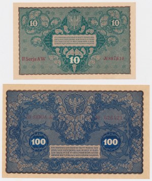 10 et 100 mkp 1919 août - set (2pc)
