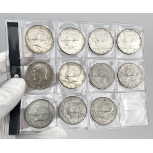 USA, 1/2 dolara 1964-1976 Kennedy - zestaw (12szt)