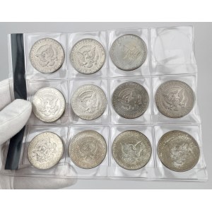 USA, 1/2 dolara 1964-1976 Kennedy - zestaw (12szt)