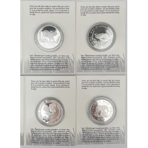 Tanzania, Samoa, Tajlandia, Indonezja, srebrne monety WWF - zestaw (4szt)