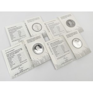 Jersey, Kajmany, Turks i Caicos, srebrne monety WWF - zestaw (4szt)