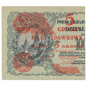 5 groszy 1924 - lewa połowa