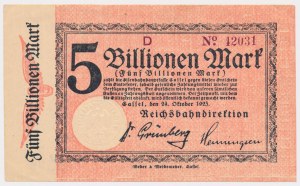 Germany, Reichsbahndirektion, 5 Billionen Mark 1923