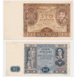 100 zł 1934 i 20 zł 1936 - zestaw (2szt)