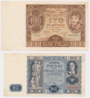 100 zł 1934 i 20 zł 1936 - zestaw (2szt)