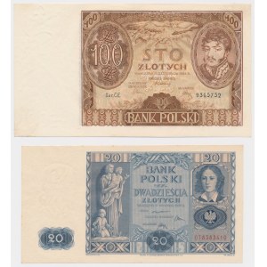 100 zł 1934 i 20 zł 1936 - zestaw (2szt)